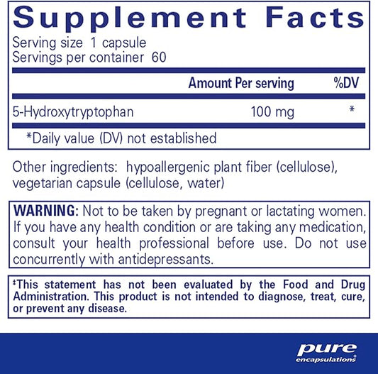 Pure Encapsulations 5-HTP 100 mg - Brain Health, Sleep Regulation & Appetite Support* - 5-Hydroxytryptophan - Gluten Free & Non-GMO - 60 Capsules