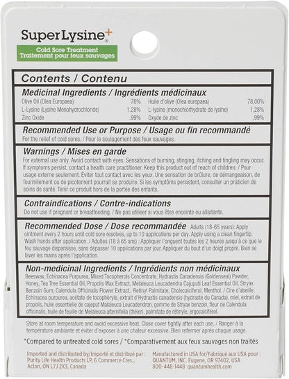 Quantum SuperLysine+ Cold Sore Treatment Ointment|Relieves Half|0.25 Ounce