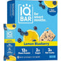 IQBAR Brain and Body Plant Protein Bars - Lemon Blueberry - 12-Count Low Carb - Gluten Free, High Fiber, Vegan Snacks - Low Sugar Meal Replacement