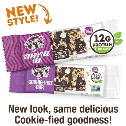 Lenny & Larry's Cookie-fied Protein Bar – Cookies & Creme Vegan Protein Bars 9x45g – Healthy Snacks with 12g Plant Protein & 5g Fiber – Gluten free Power Bar, Keto Friendly, Non-GMO & Vegan