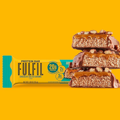 FULFIL Protein Bars, Chocolate Salted Caramel Flavored, 20g Protein, Pantry Staples, 12 Count