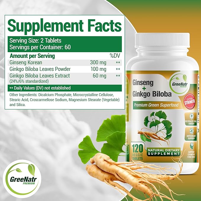 Panax Ginseng + Ginkgo Biloba Tablets (120 Tablets)