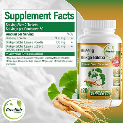 Panax Ginseng + Ginkgo Biloba Tablets (120 Tablets)