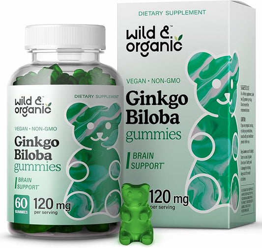 Wild & Organic Gingko Biloba 120mg Gummies 60 Pectin-Based