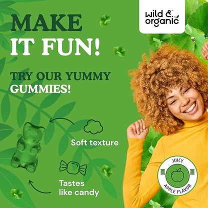 Wild & Organic Gingko Biloba 120mg Gummies 60 Pectin-Based