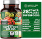N1N Premium Organic Superfood Greens [28 Powerful Ingredients] Natural Fruit and Veggie Supplement with Alfalfa, Beet Root and Ginger to Boost Energy, Immunity and Gut Health, Made in USA, 60 Ct