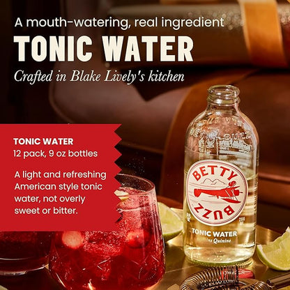 Betty Buzz Tonic Water, Premium Sparkling Soda by Blake Lively (12 pack) | Natural Flavors & Sweeteners, Only Clean Ingredients