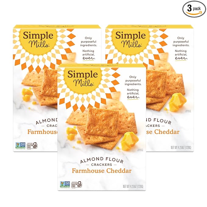 Simple Mills Almond Flour Crackers, Farmhouse Cheddar 4.25 Ounce 3)