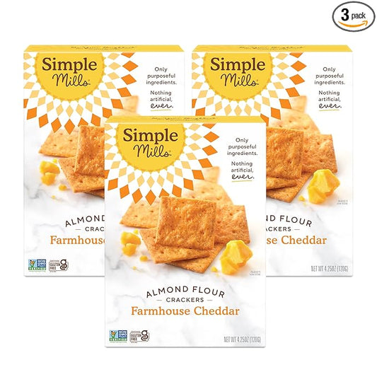Simple Mills Almond Flour Crackers, Farmhouse Cheddar 4.25 Ounce 3)