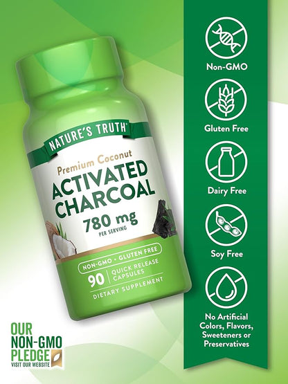 Nature's Truth Activated Charcoal Capsules | 90 Count | Non-GMO & Gluten Free Supplement