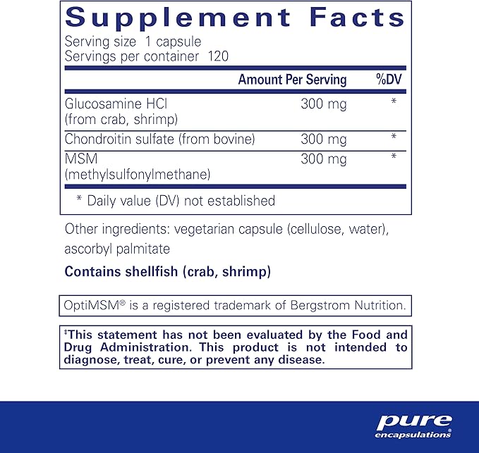 Pure Encapsulations Glucosamine Chondroitin with MSM 120 Capsules