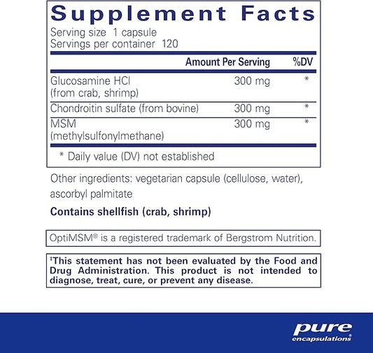 Pure Encapsulations Glucosamine Chondroitin with MSM 120 Capsules