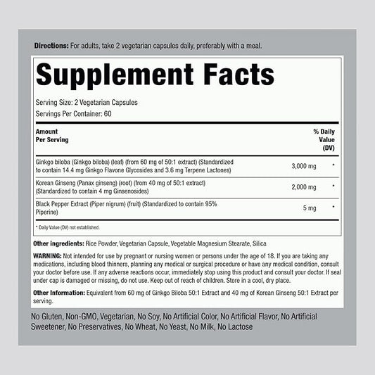 Piping Rock Panax Ginseng Capsules 5000 mg 120 Count