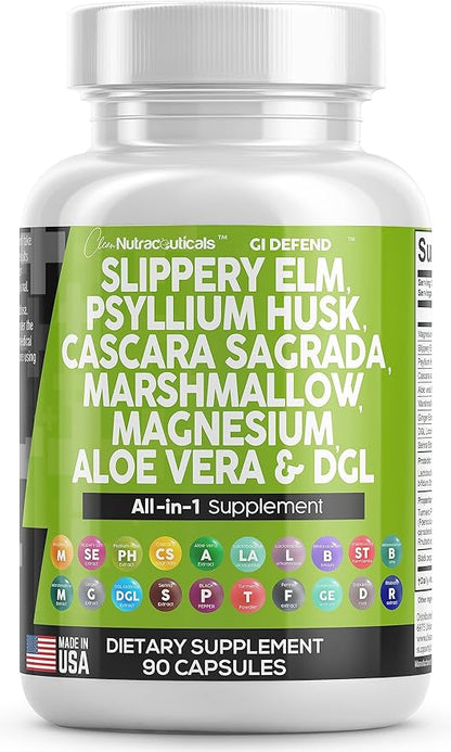Clean Nutraceuticals Slippery Elm 5000mg Psyllium 2000mg Pre 2000mg Marshmallow