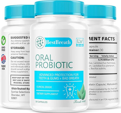 5 Pack - Best Breath - Best Breath Oral Probiotic, Best Breath Probiotic, Best Breath Pills, BestBreath, Best Breathe 150 Capsules For 5 Months, Best Breath Oral Probiotics For Mounth Bad Breath.