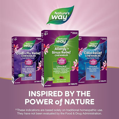 Nature's Way Umcka Allergy+Sinus Homeopathic, Sneezing, 20 Chewable
