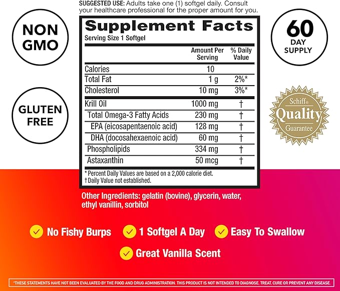 MegaRed #1 Doctor Recommended Krill Oil Brand 1000mg Omega 3 Supplement 60 Softgels