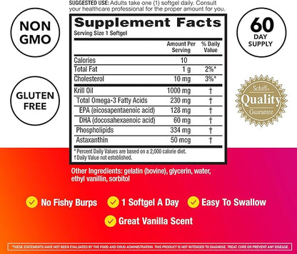 MegaRed #1 Doctor Recommended Krill Oil Brand 1000mg Omega 3 Supplement 60 Softgels