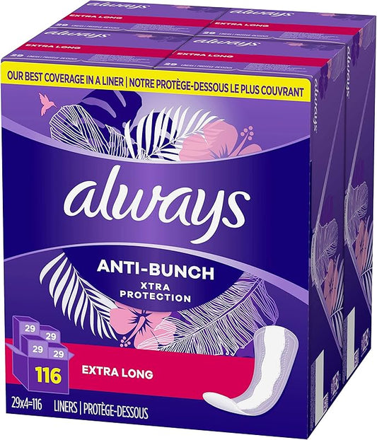 Always Anti-Bunch Xtra Protection Daily Liners, 116 Count