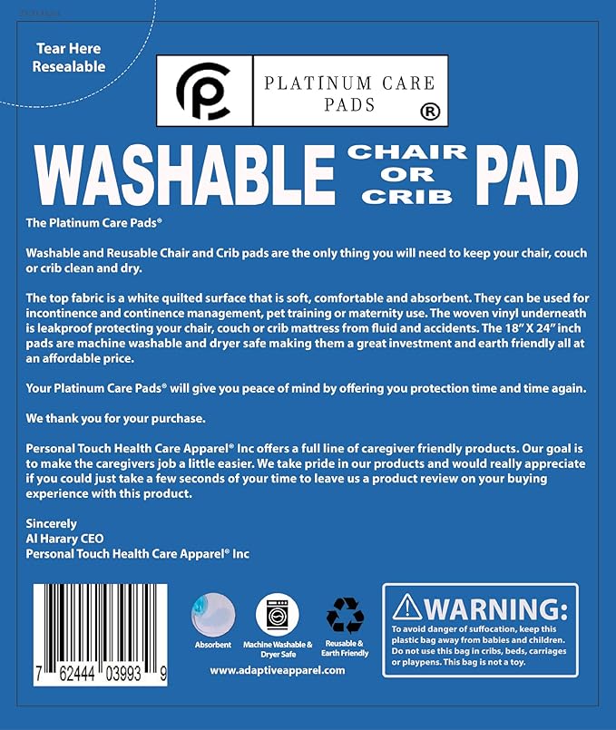 Platinum Care Pads™ Washable Bed Pads/Chair 18x24 - 4