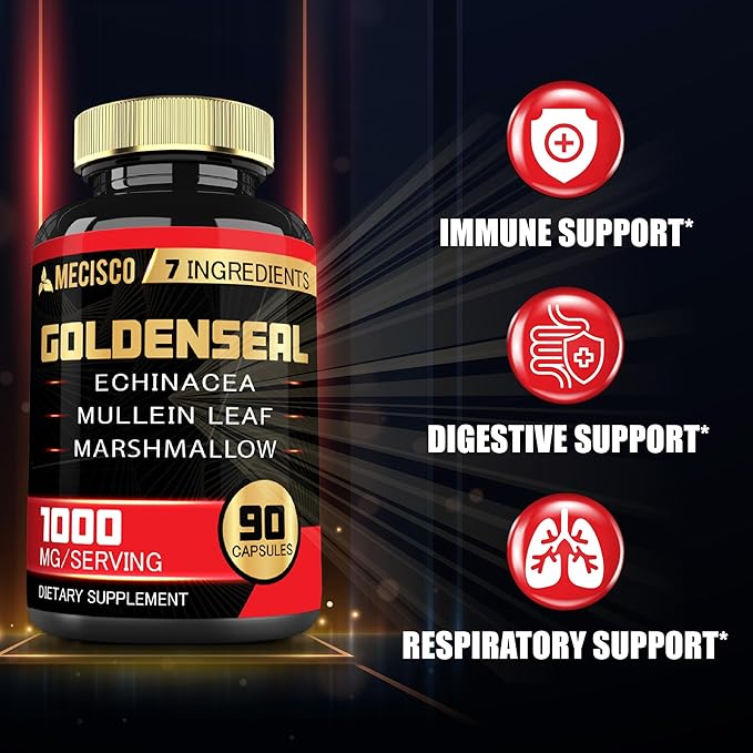 Goldenseal Root Capsule Organic with Echinacea, 90 Veggie 7in1 Supports