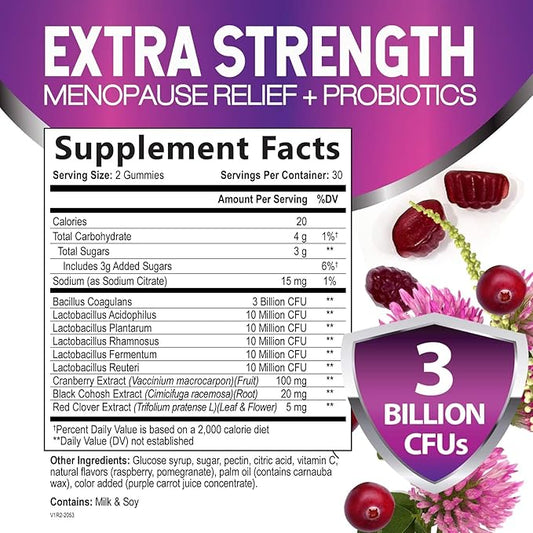 Menopause Probiotic for Women Gummy 3 Billion 60 Gummies