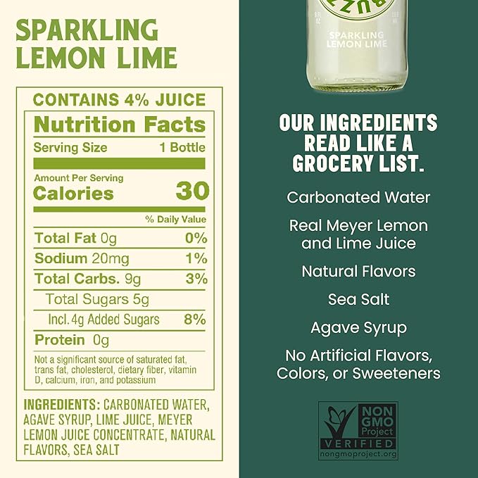 Betty Buzz Sparkling Lemon Lime Premium Sparkling Soda by Blake Lively (12 pack) | Natural Flavors & Sweeteners, Only Clean Ingredients