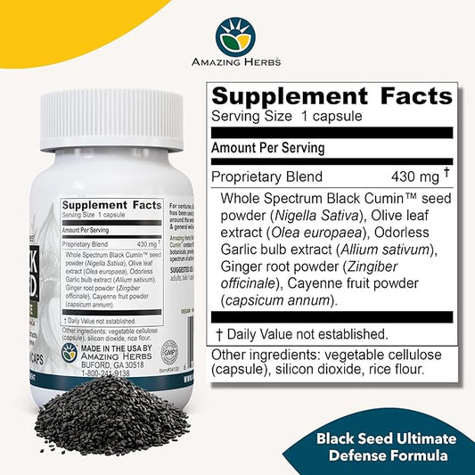 Amazing Herbs Whole Spectrum Black Seed 100 Count