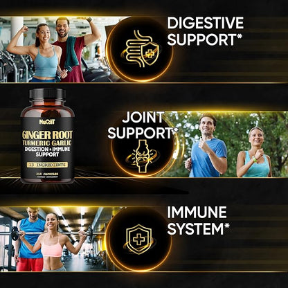 Ginger Supplements Capsules with Turmeric Curcumin, 210 Capsules 1000mg