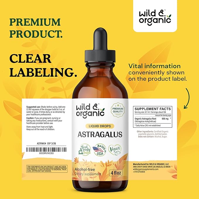 Wild & Organic Astragalus Tincture 4 oz