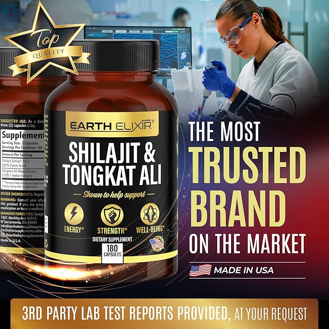 Shilajit 1000mg & Tongkat Ali 400mg (180 Capsules) (20% Fulvic