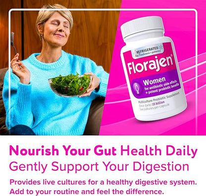 Florajen Women's Vaginal Probiotics, Provides Gut Health & Constipation Relief for Adults and Bloating Relief for Women, 90 Capsules (3 Packs of 30) (Refrigerated)