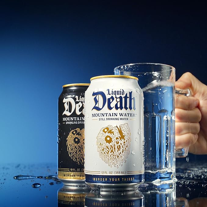 Liquid Death, Sparkling Mountain Water, 12-Pack (12oz Cans), Real Mountain Source, 100% American Made