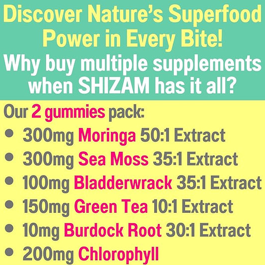 Moringa Irish Sea Moss Chlorophyll EGCg Green Tea Burdock Root Bladderwrack Super Greens Gummies, Powder Capsules Pills Liquid Drops Oil Tincture Supplement Supplements Alt, Organic Green Seamoss