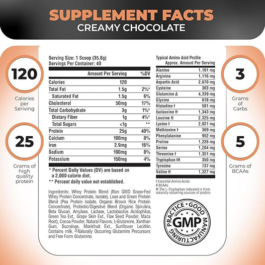 Nutrology TRIPACT Protein Powder, Creamy Chocolate, 7-in-1 Meal Replacement Shake with Grass Fed Whey Protein Powder, Pea Protein Powder, Greens, Probiotics & BCAAs, 40 Servings