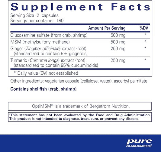 Pure Encapsulations Glucosamine MSM | Supplement for Joint Support, Mobility, Comfort, Cartilage Health, and Connective Tissue* | 360 Capsules