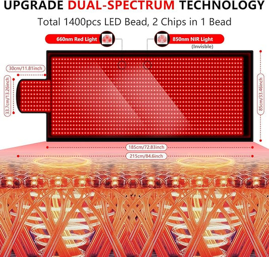 Red Light Therapy for Body, 2024 84.6" x 33.4" Extra 660nm 850nm, 850nm, 1400 1400 LEDs 3 Red