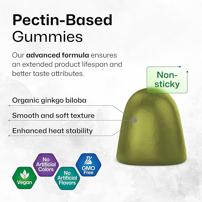 Ginkgo Biloba Extract Gummies 120mg Standardized 90 Vegan