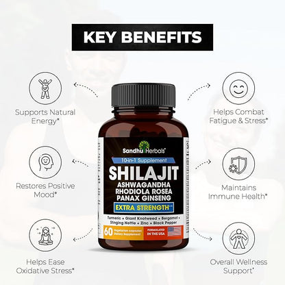 Pure Himalayan Shilajit Capsules for Men 60 Count