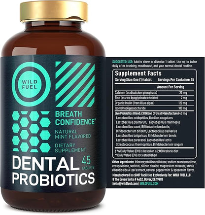 Oral Probiotics for Mouth Bad Breath - Dental Probiotics for Teeth and Gums - 3 Billion CFU Advanced Bad Breath Treatment for Mouth Health - 90 Prebiotic and Probiotic Lactobacillus Salivarius Tablets