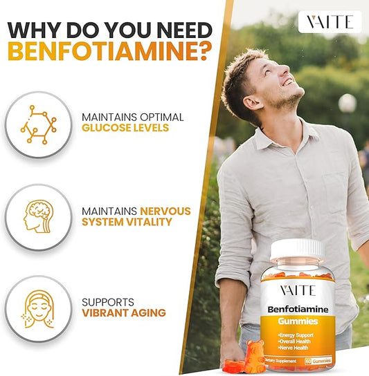 Benfotiamine Gummies with L-Leucine Supplement: Essential B1 Complex