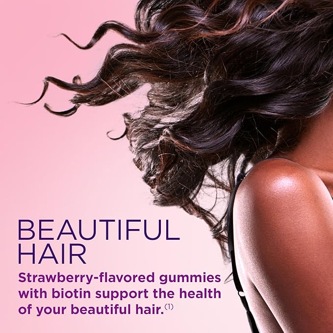 Nature's Bounty Optimal Solutions Hair, Skin and Nails Gummies with Biotin, 25000 mcg, Strawberry Flavored, 200 Count (Pack of 2)