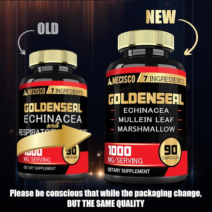 Goldenseal Root Capsule Organic with Echinacea, 90 Veggie 7in1 Supports