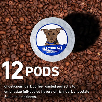 STELLA BLUE Fresh K Cup Coffee Pods | Electric Avenue Blend | 100% Arabica DARK Roast | Ethically & Sustainably Sourced from Central America | Helps Support PAWS Chicago | 12 Single Serve Pods