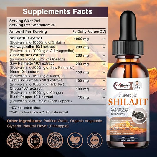 Organic Pure Himalayan Shilajit Resin Liquid 85+ Trace