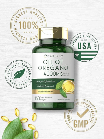 Carlyle Oregano Oil 4000mg Supplement | 150 Softgel Capsules | Contains Carvacrol | Non-GMO & Gluten Free Formula