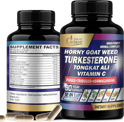 Organic Cadane Turkesterone 7500mg VitaminC 30mg 1500mg Supplement 90 Vegan