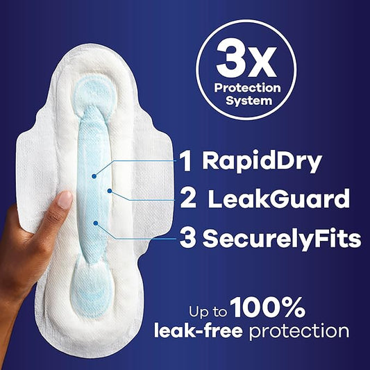 Always Maxi Overnight Pads with Wings, 4, Overnight, 33 CT