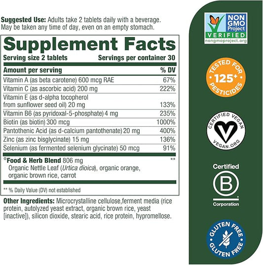 MegaFood Skin, Nails & Hair 2 B6, Vitamin 9 Food 60 Tabs (30 Servings)