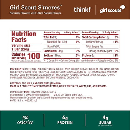 think! Minis Protein Snack Bar, Gluten Free, Girl Scouts S'mores, 15 Count